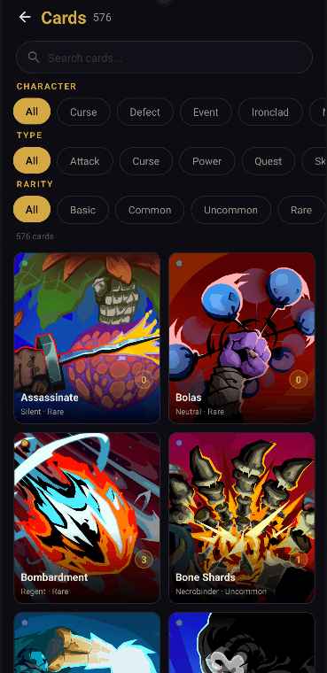 All 576 STS2 Cards, Searchable